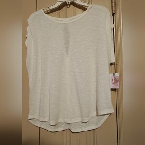 Jessica Simpson White Short Sleeve Keyhole Tee Sz XL